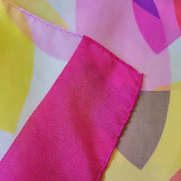 Echo Silk Silk Chiffon Rectangle Scarf Signed Multicolor Geometric Chic Retro - Picture 5 of 11